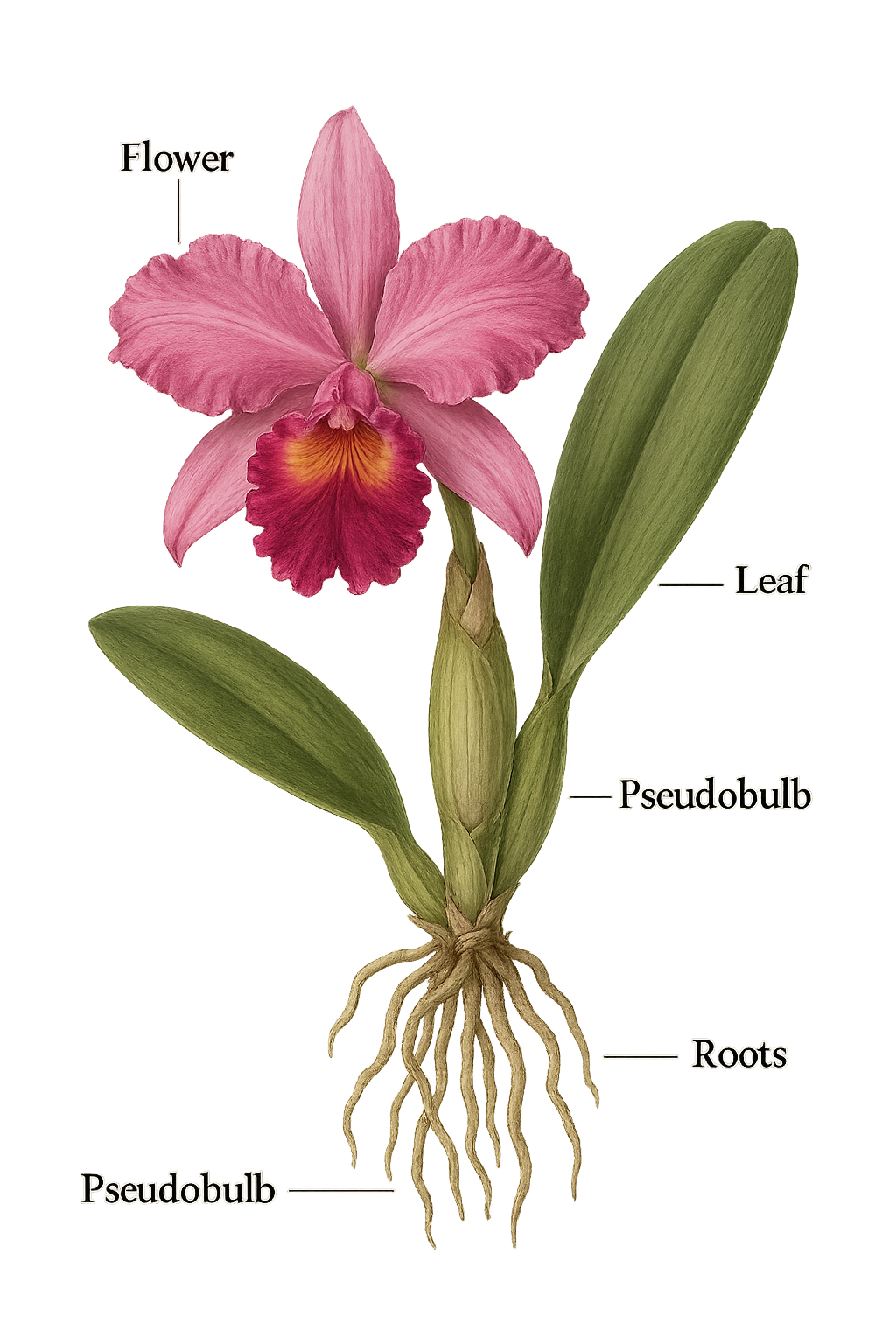 Cattleya labiata botanical illustration