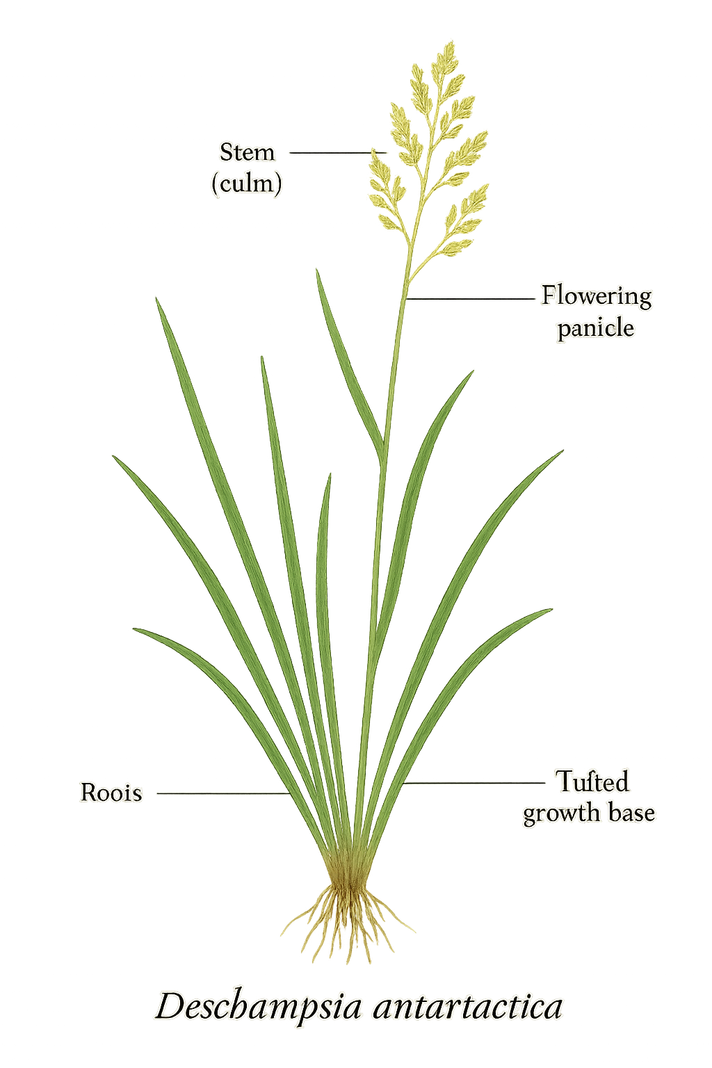 Deschampsia antarctica botanical illustration