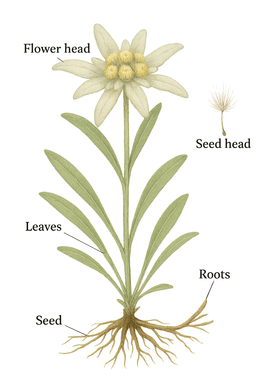 Leontopodium nivale botanical illustration