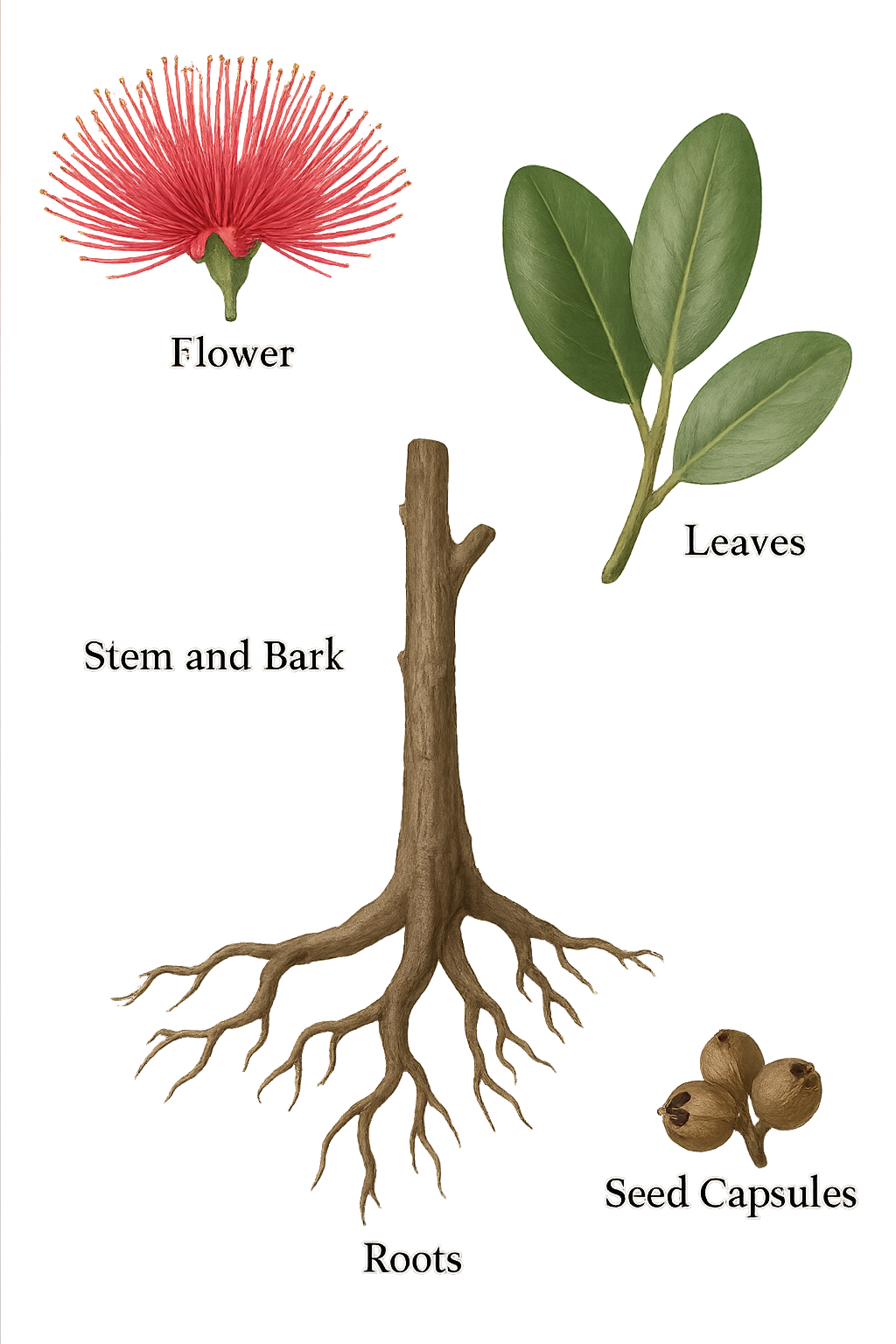 Metrosideros excelsa botanical illustration