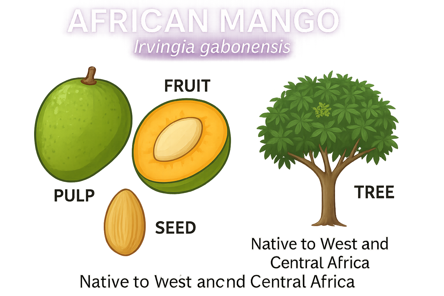 African Mango labeled illustration