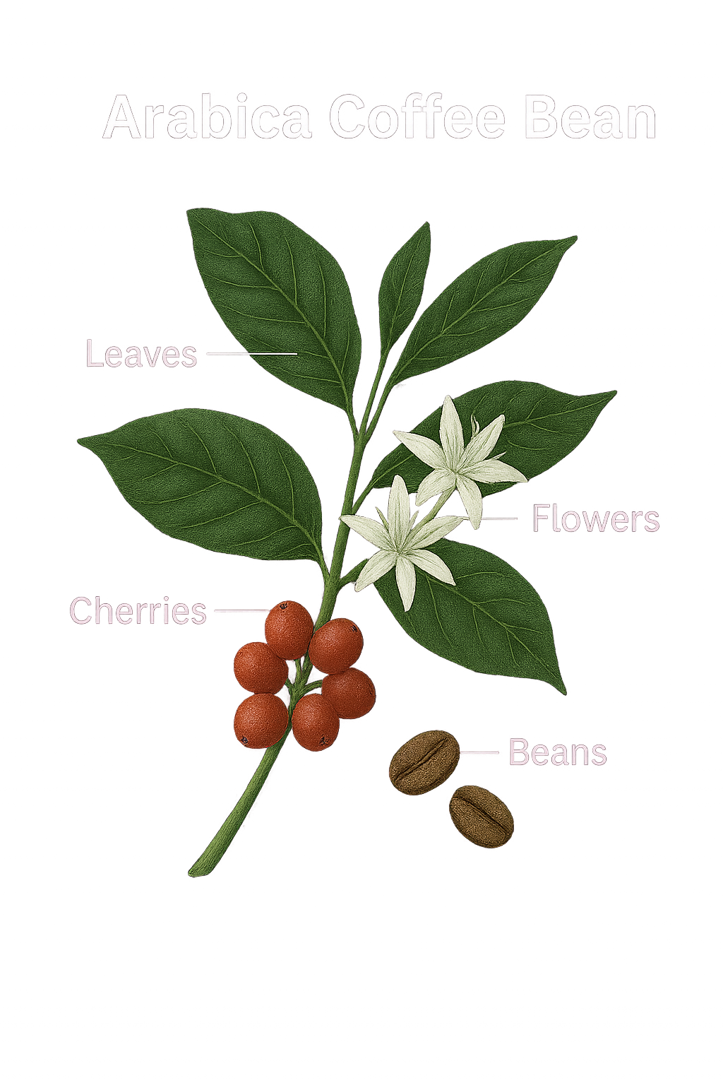 Arabica Coffee Bean botanical illustration