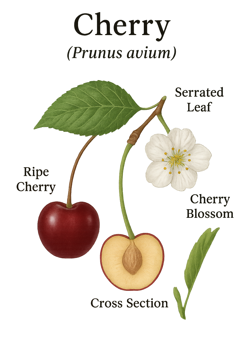 Cherry botanical illustration