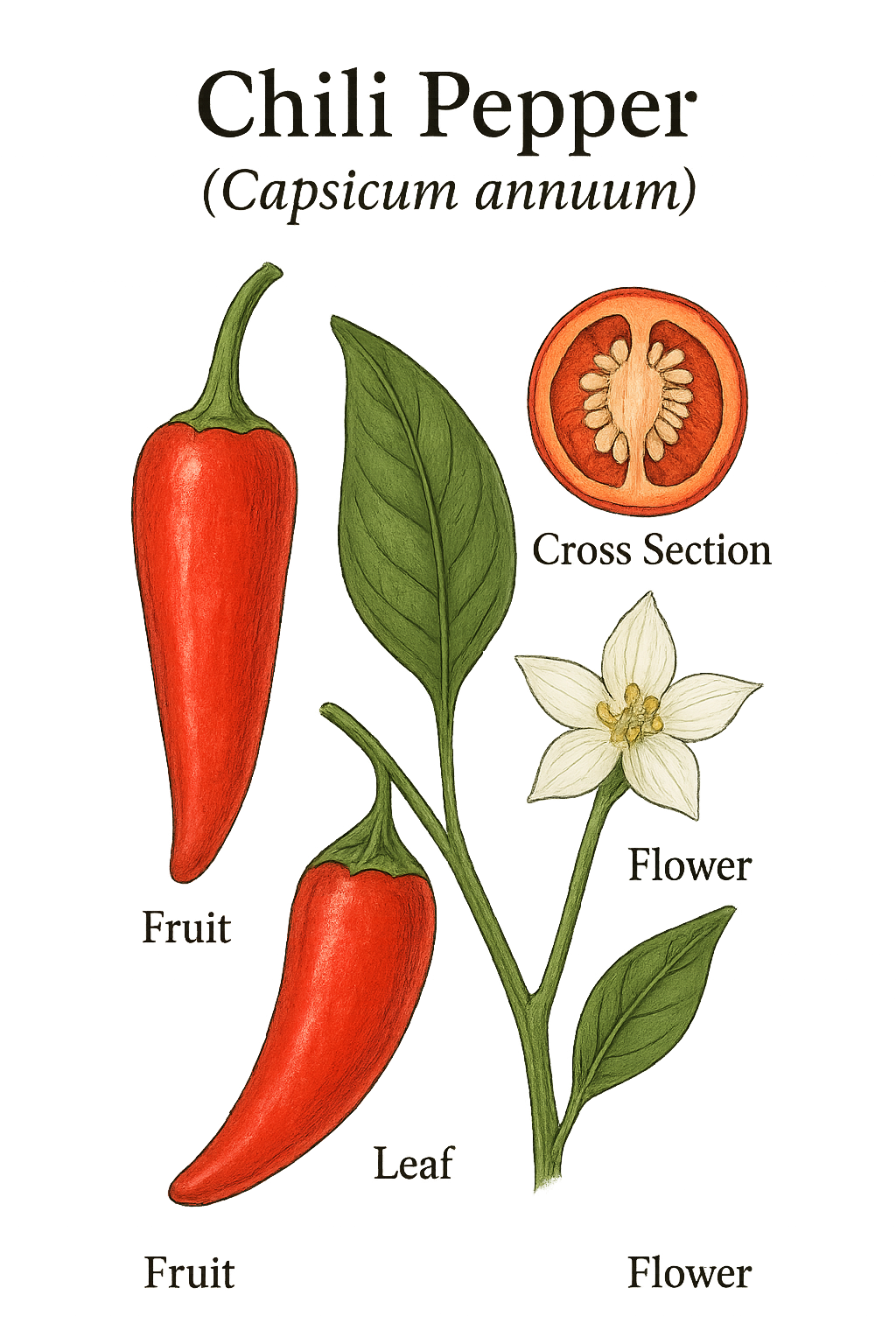 Chili Pepper botanical illustration