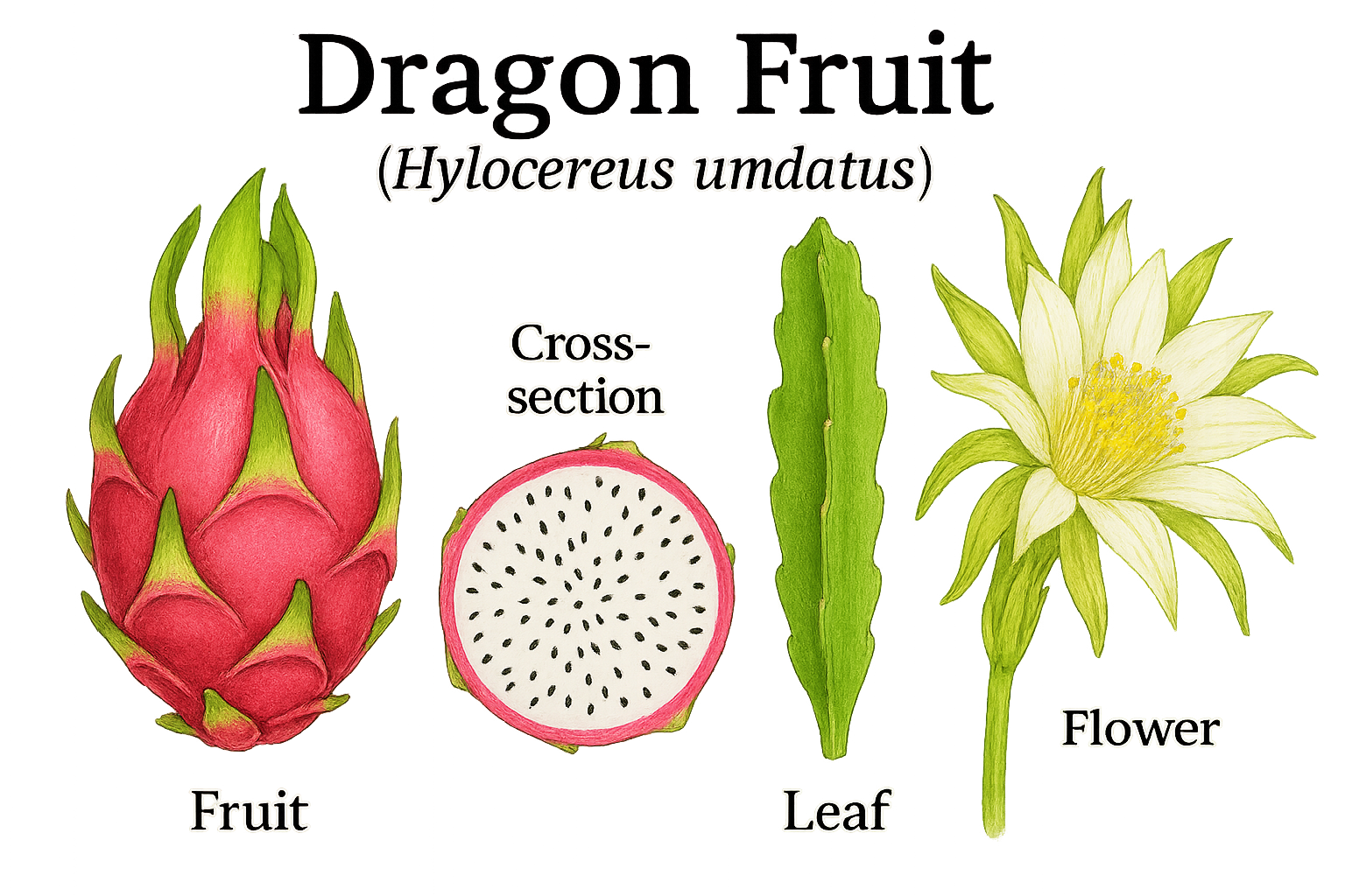 Dragon Fruit botanical illustration