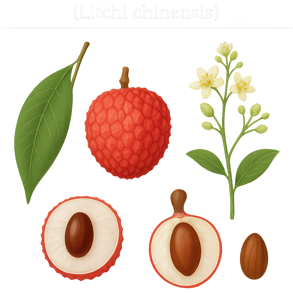 Lychee botanical illustration