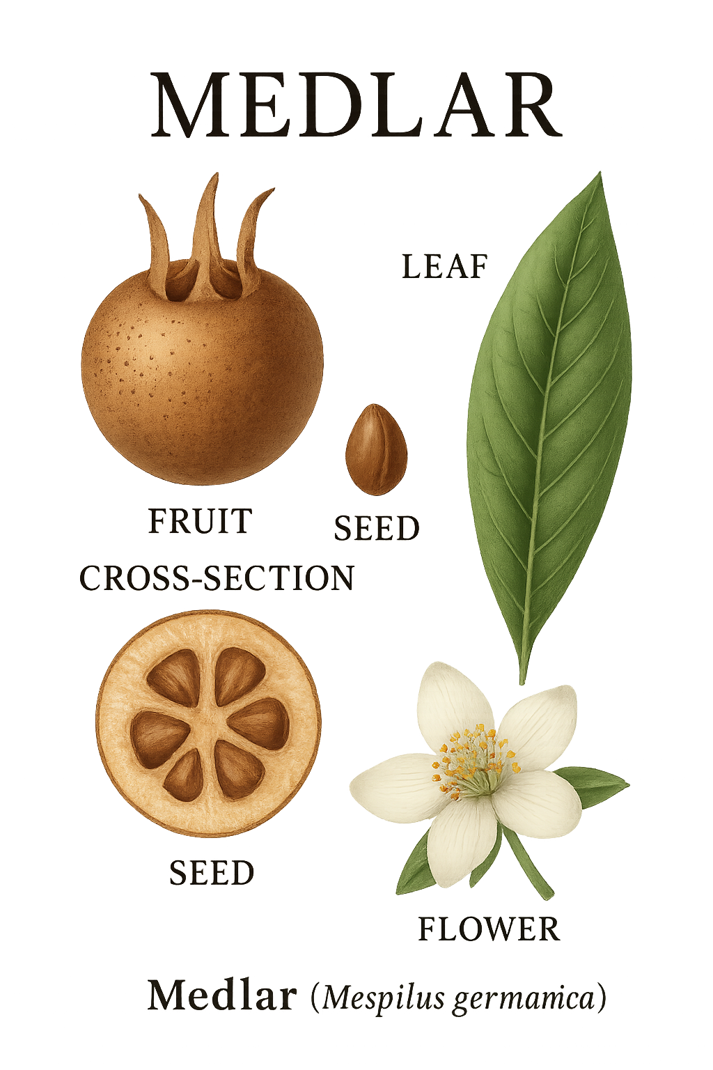 Medlar botanical illustration