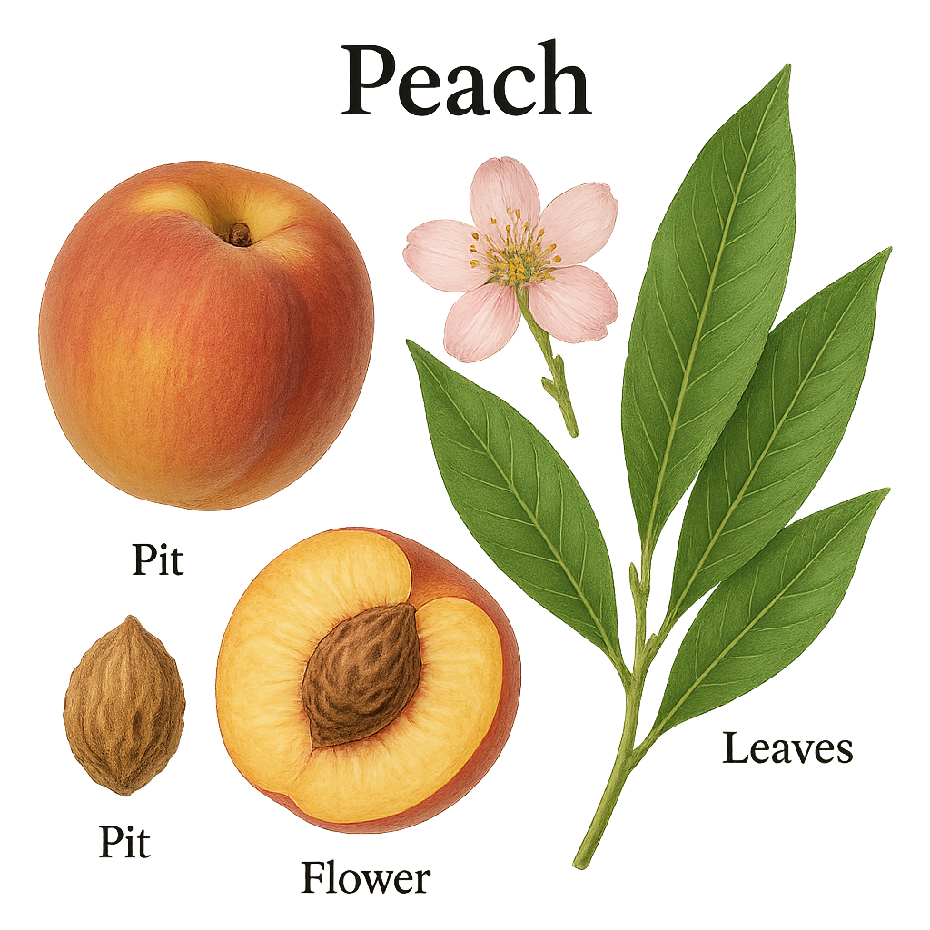 Peach botanical illustration