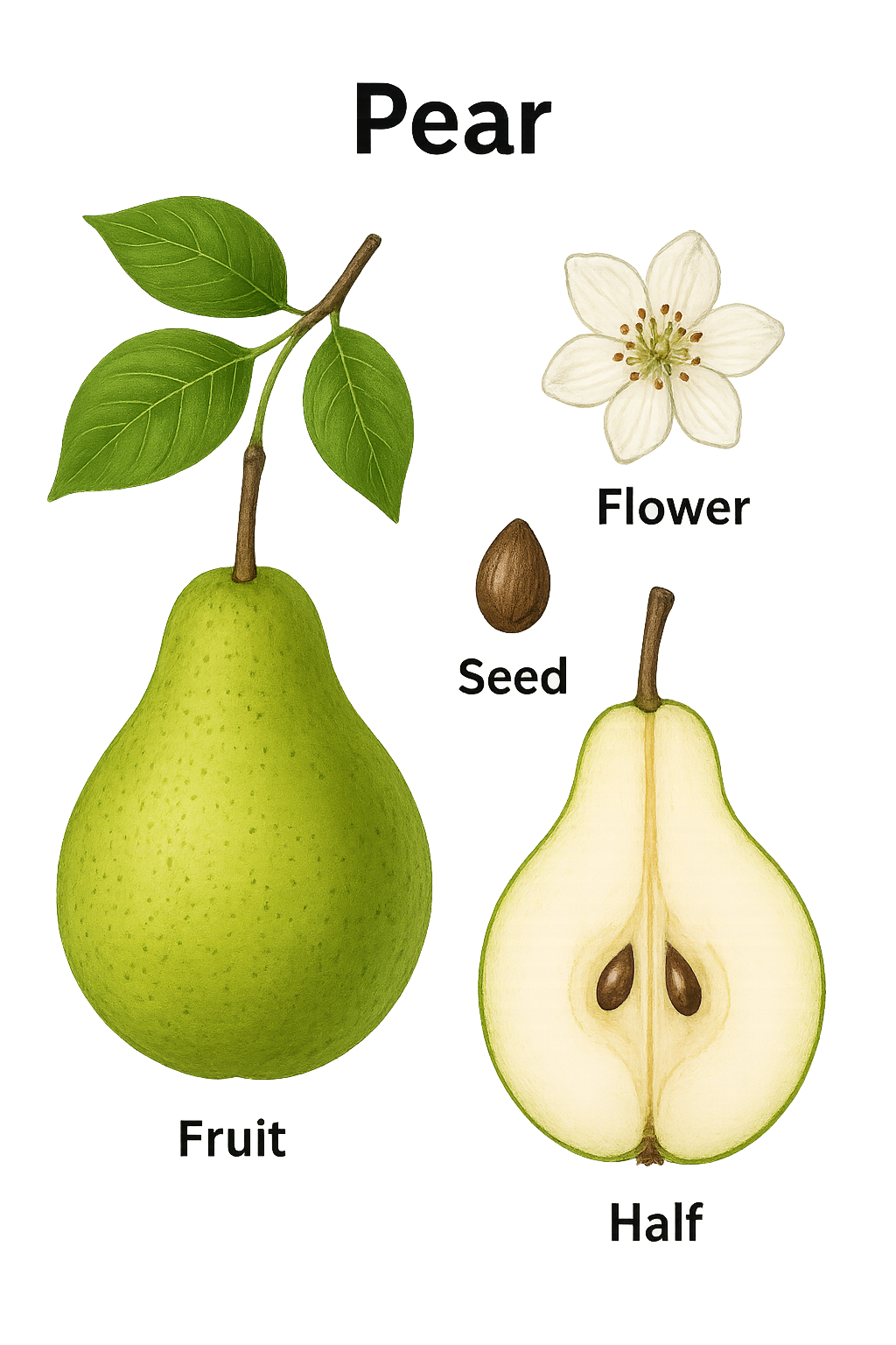 Pear botanical illustration