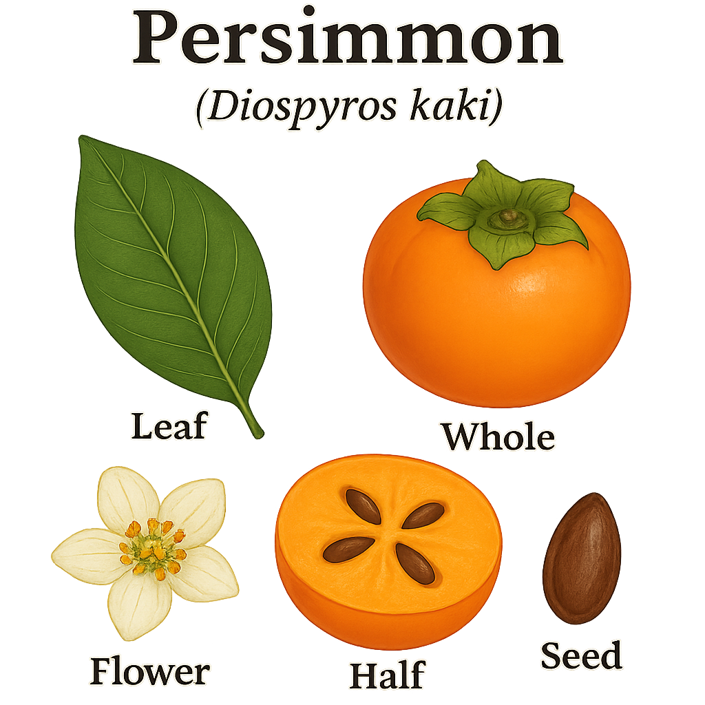 Persimmon botanical illustration