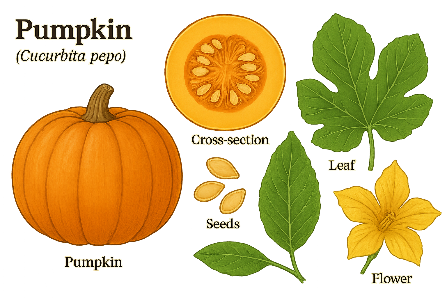 Pumpkin botanical illustration