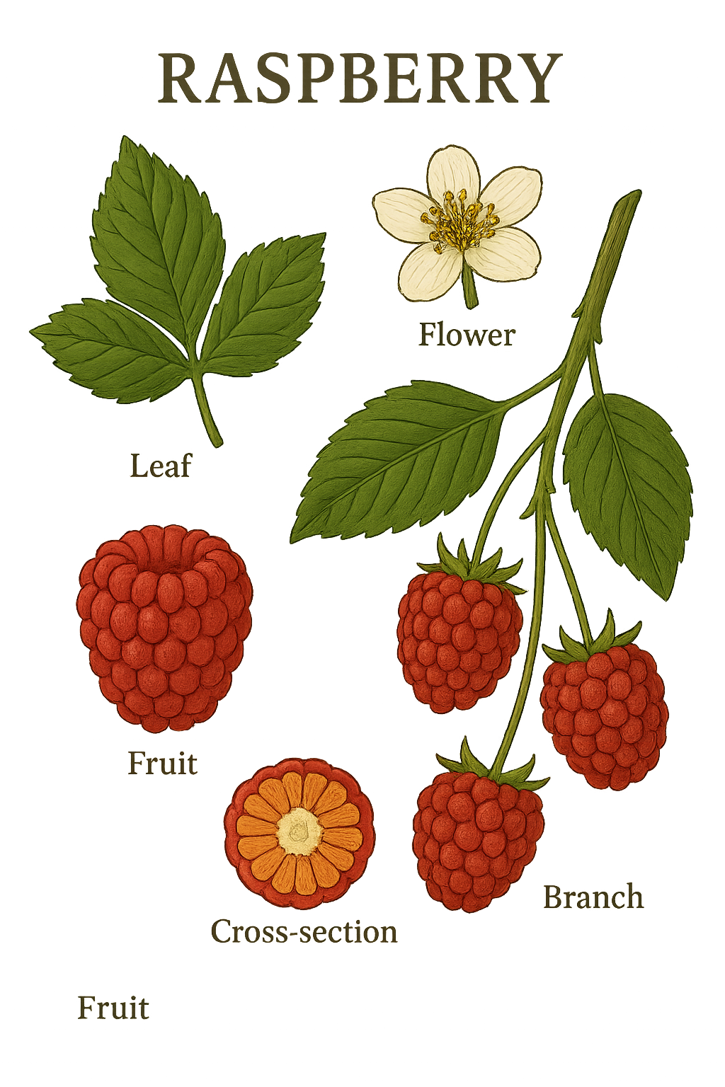 Raspberry botanical illustration