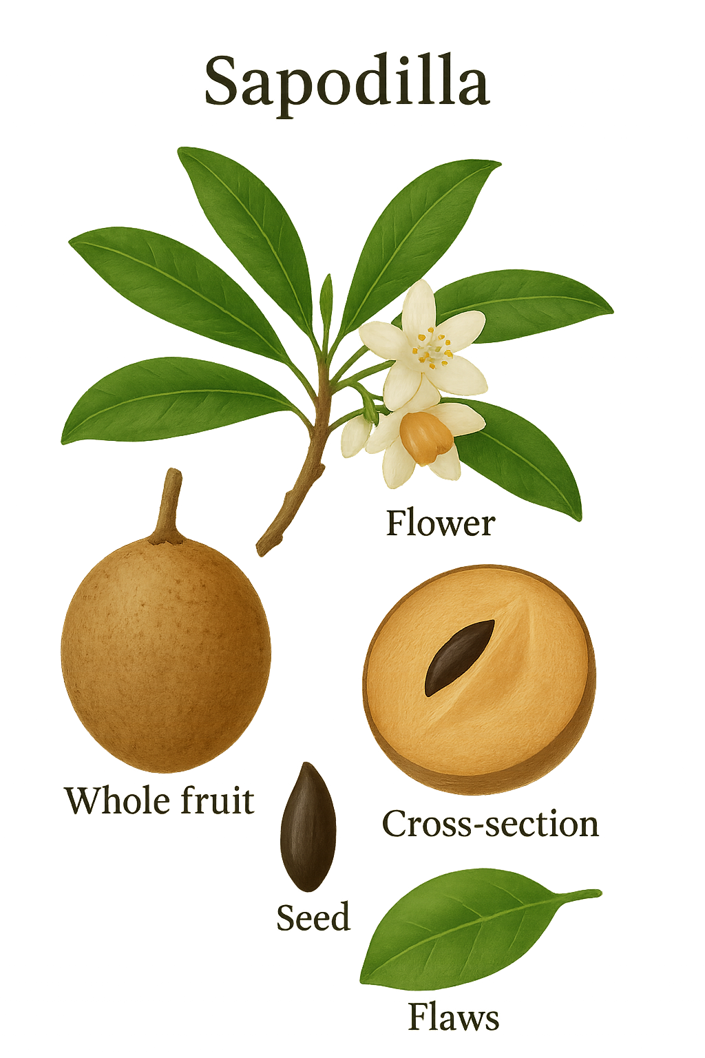 Sapodilla botanical illustration