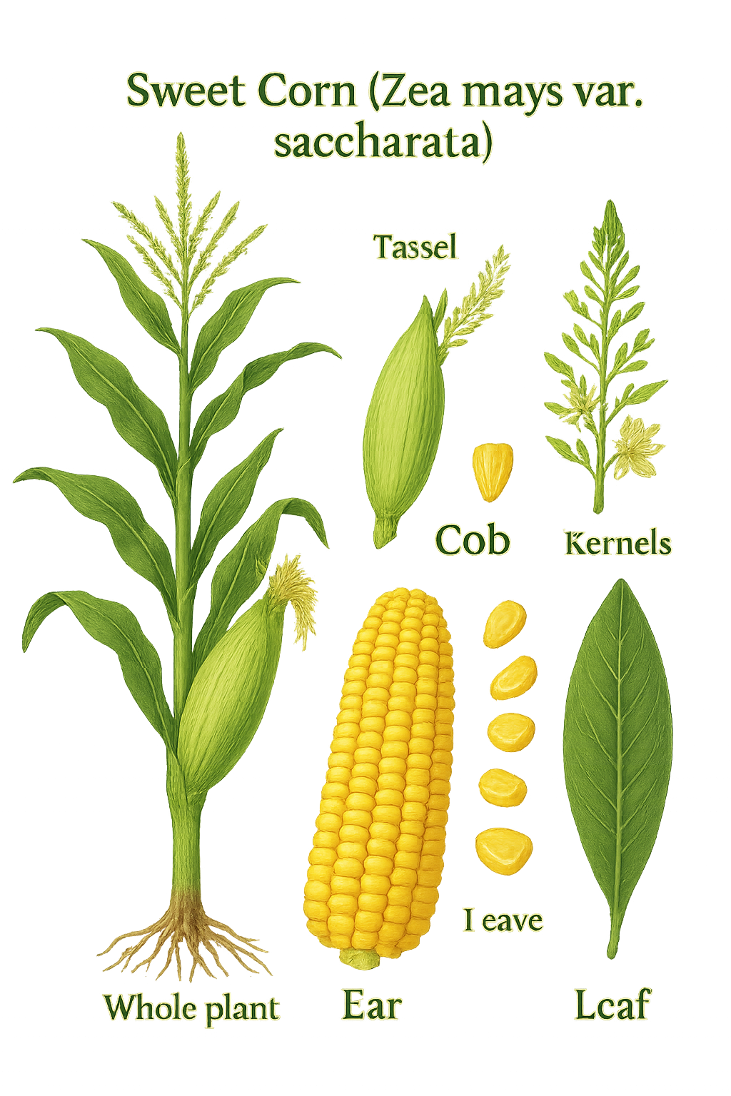 Sweet Corn botanical illustration