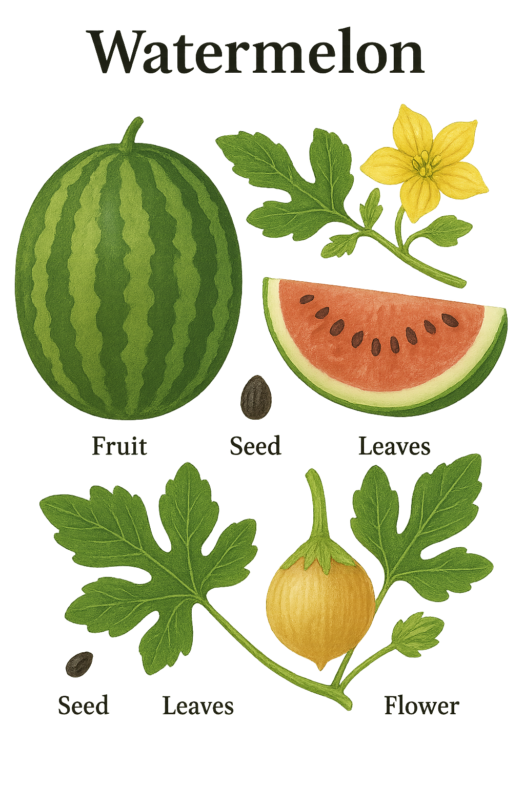 Watermelon botanical illustration