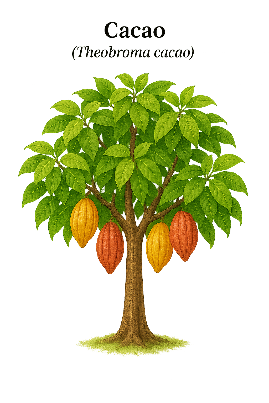 Cacao Tree botanical illustration