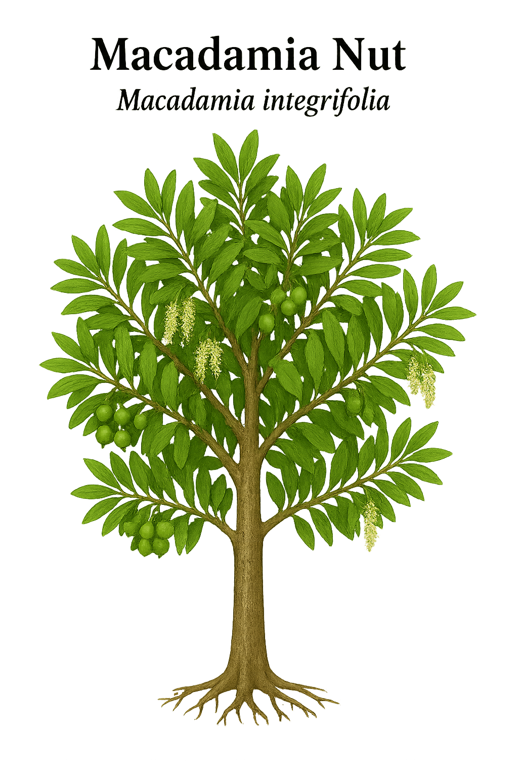Macadamia Nut botanical illustration