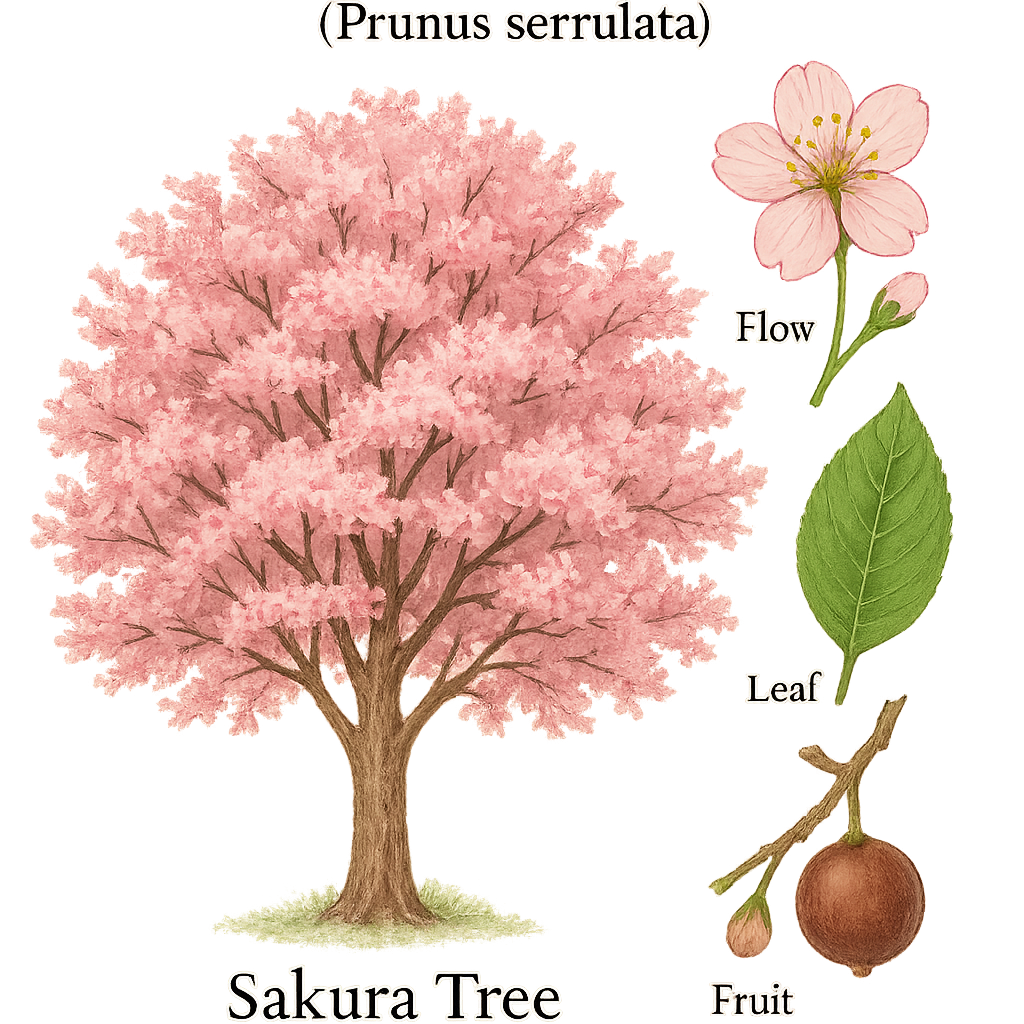 Sakura Tree botanical illustration