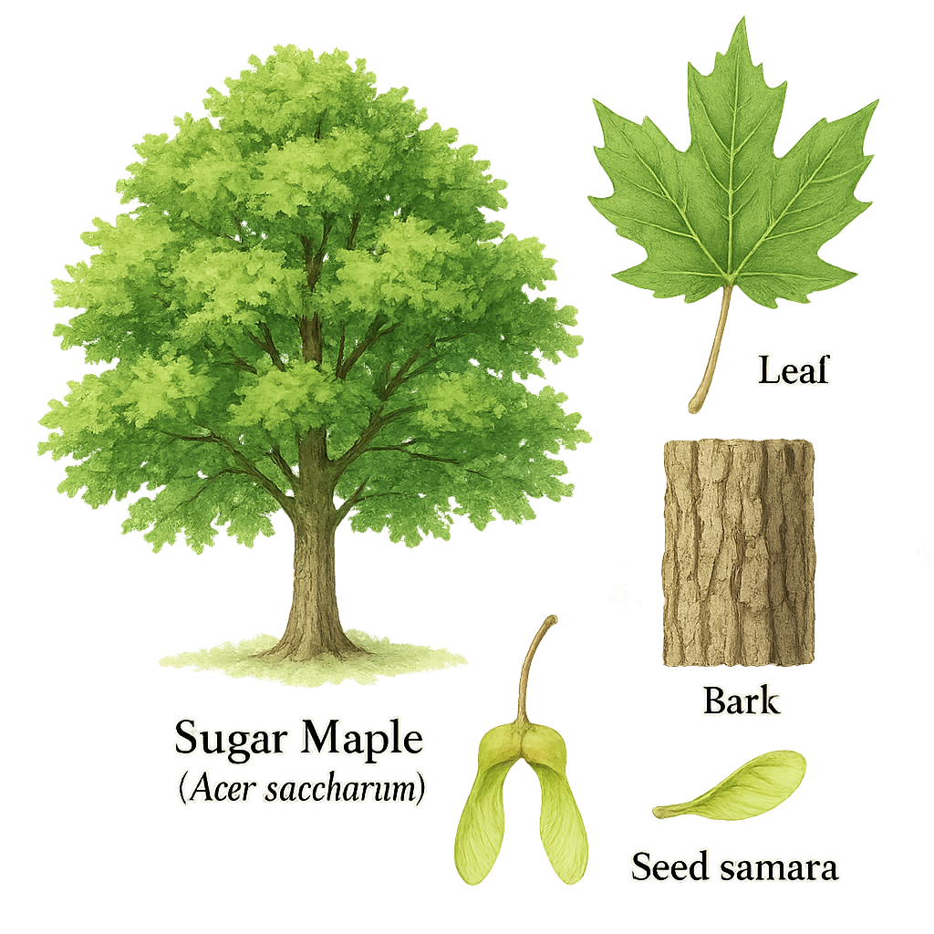 Sugar Maple botanical illustration