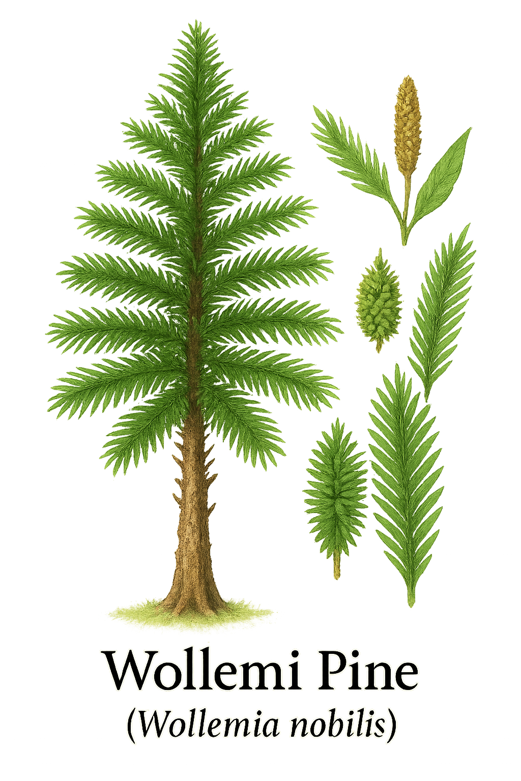 Wollemi Pine Tree botanical illustration