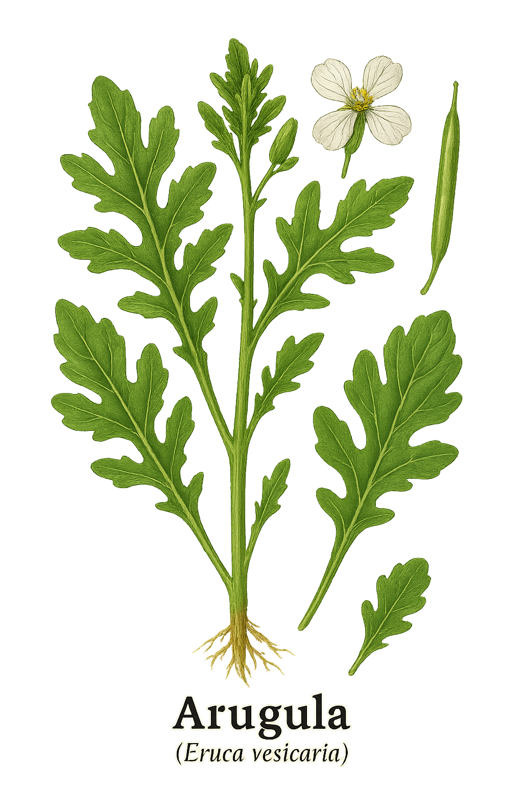 Arugula botanical illustration