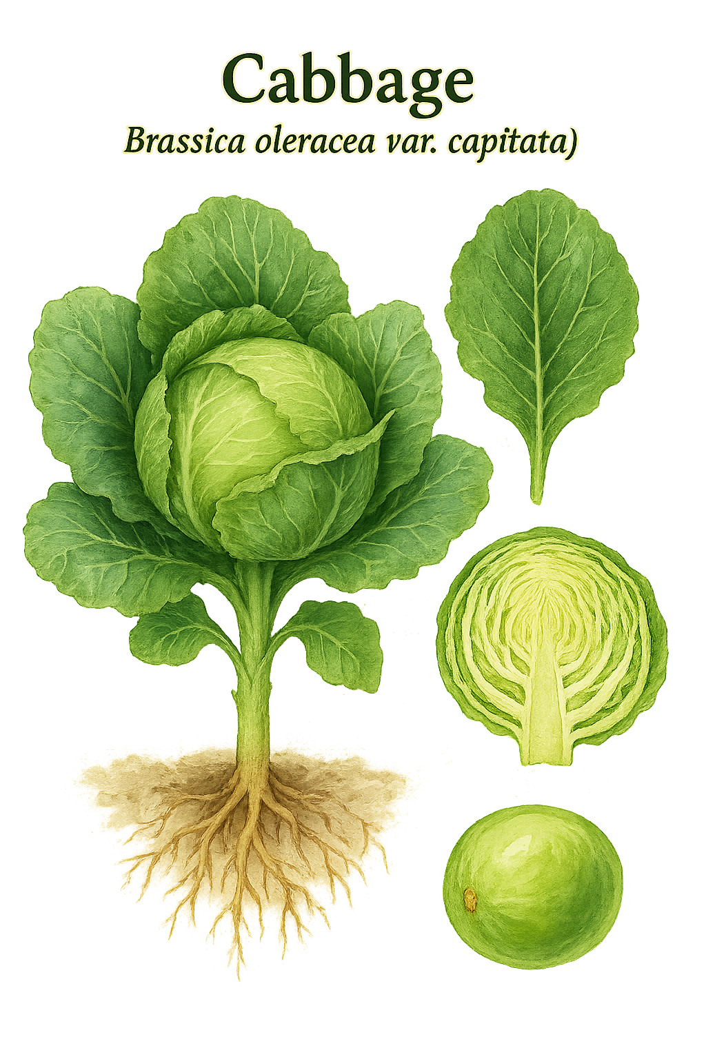 Cabbage botanical illustration
