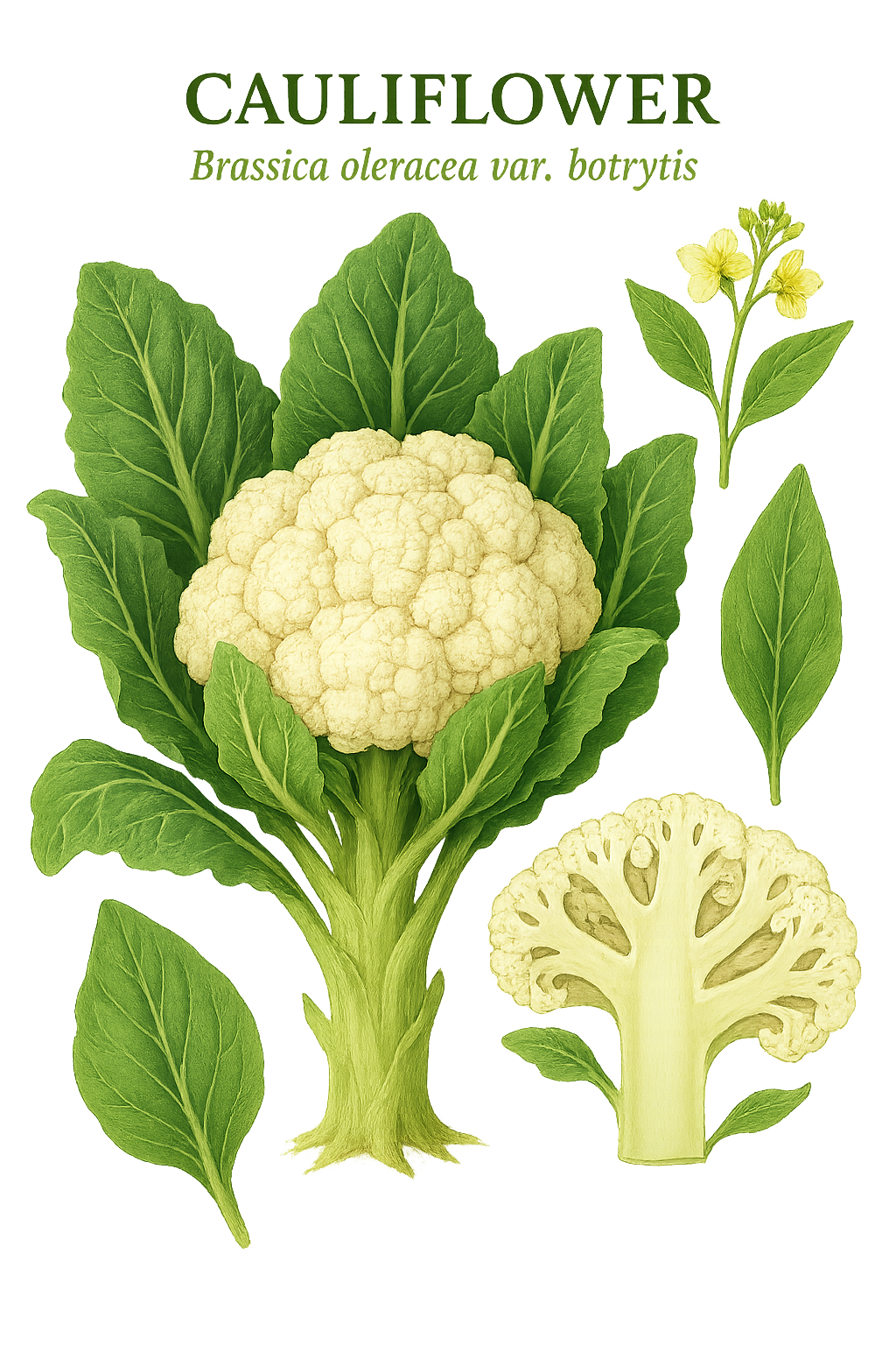 Cauliflower botanical illustration