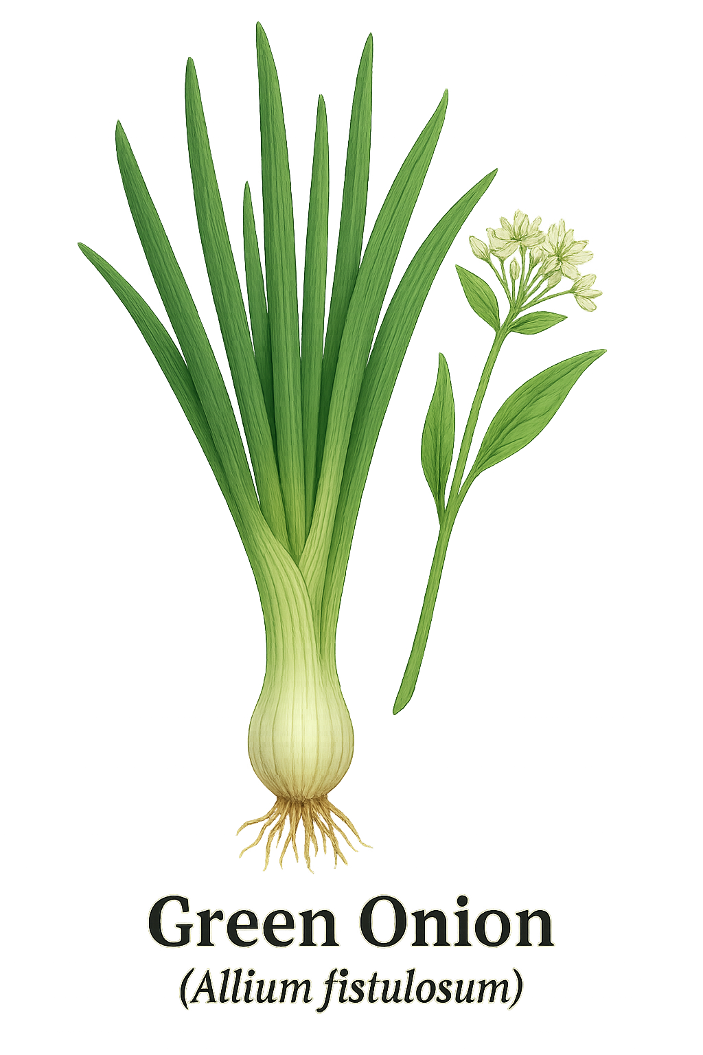 Green Onion botanical illustration