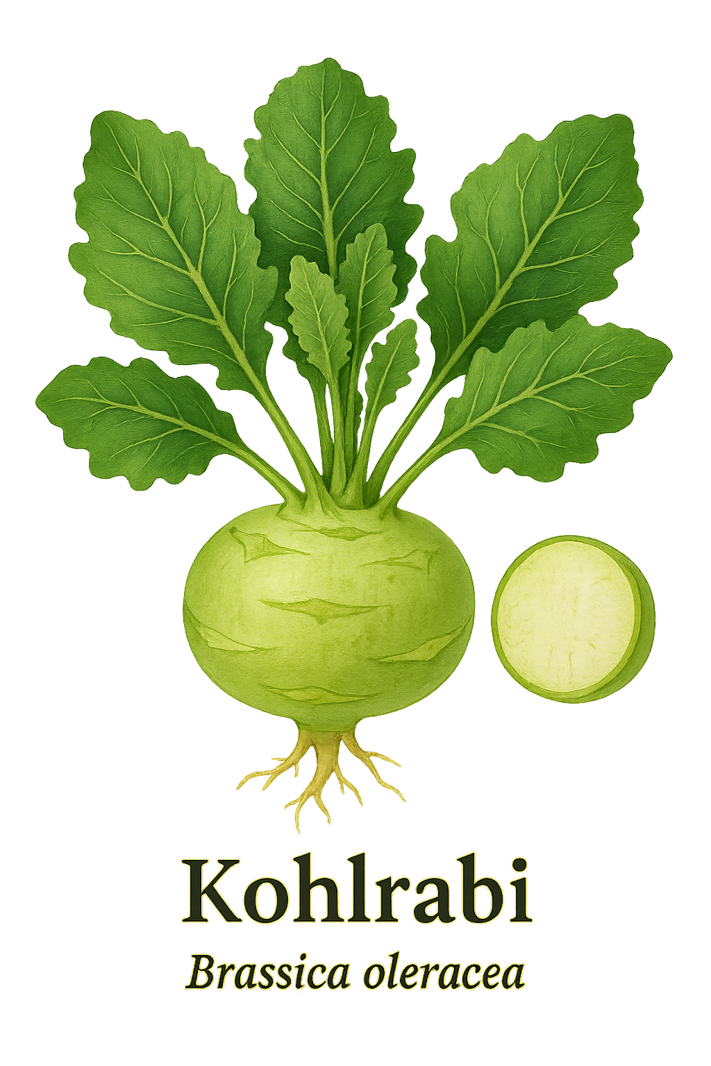 Kohlrabi botanical illustration