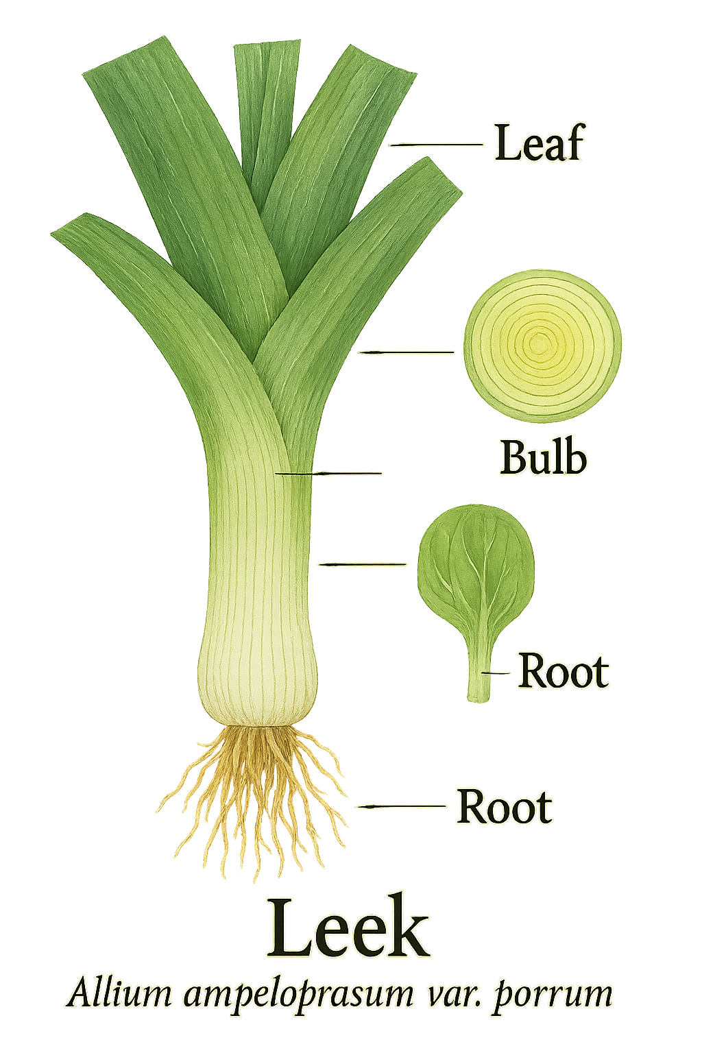 Leek botanical illustration