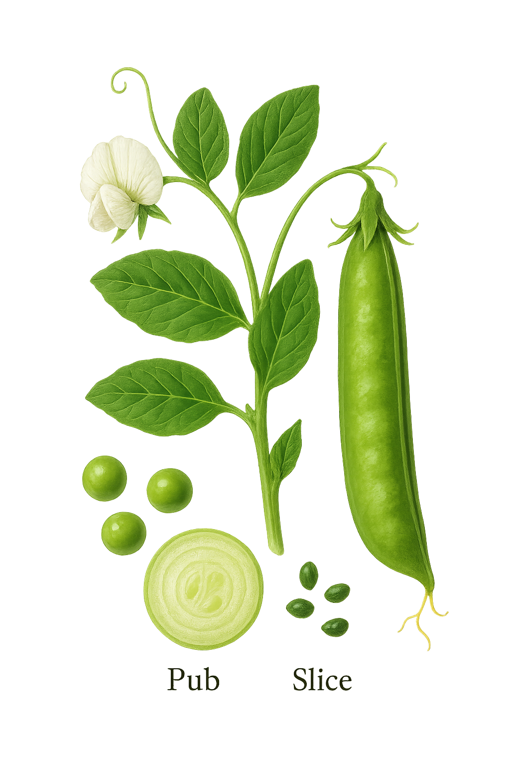 Pea botanical illustration