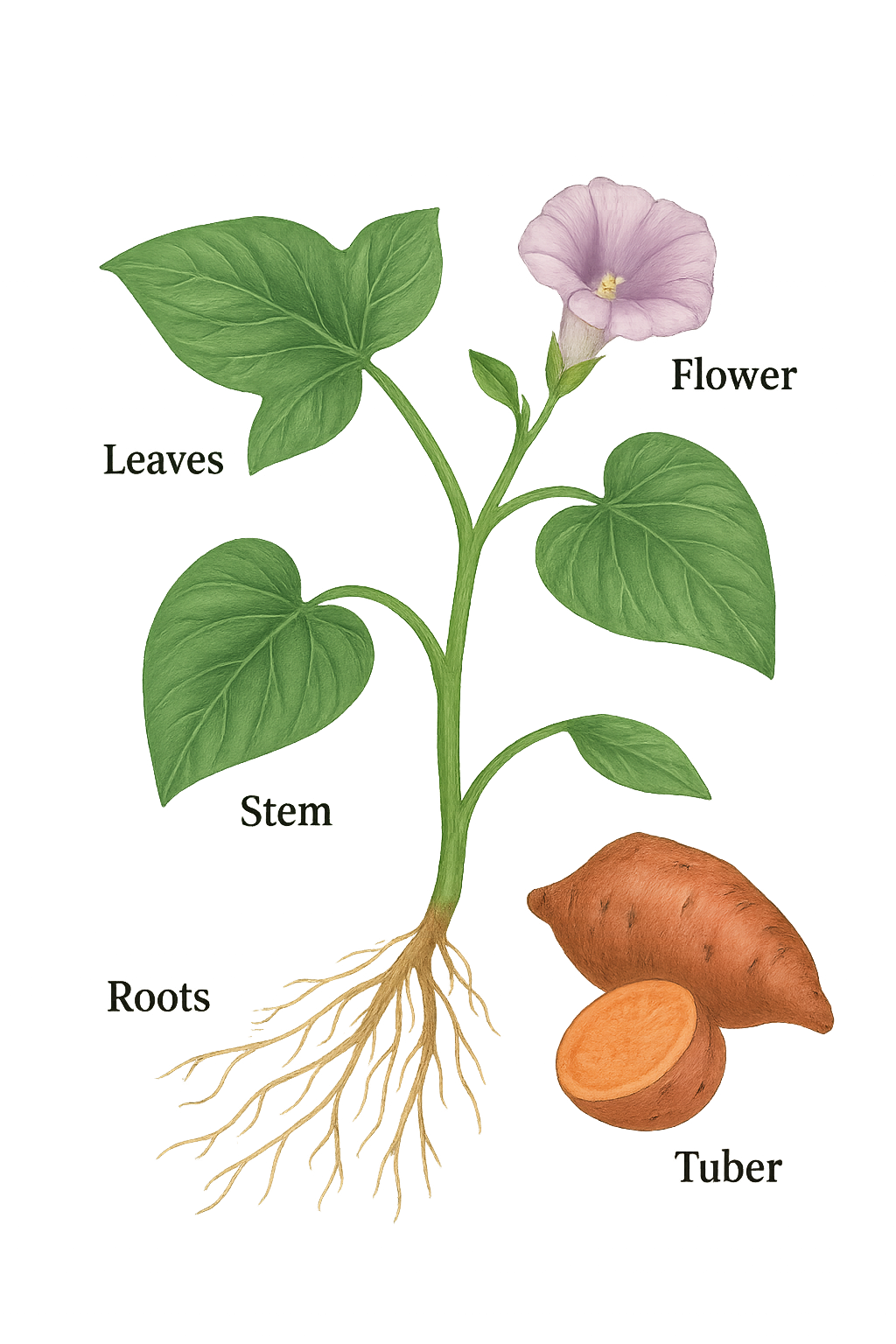 Sweet potato botanical illustration