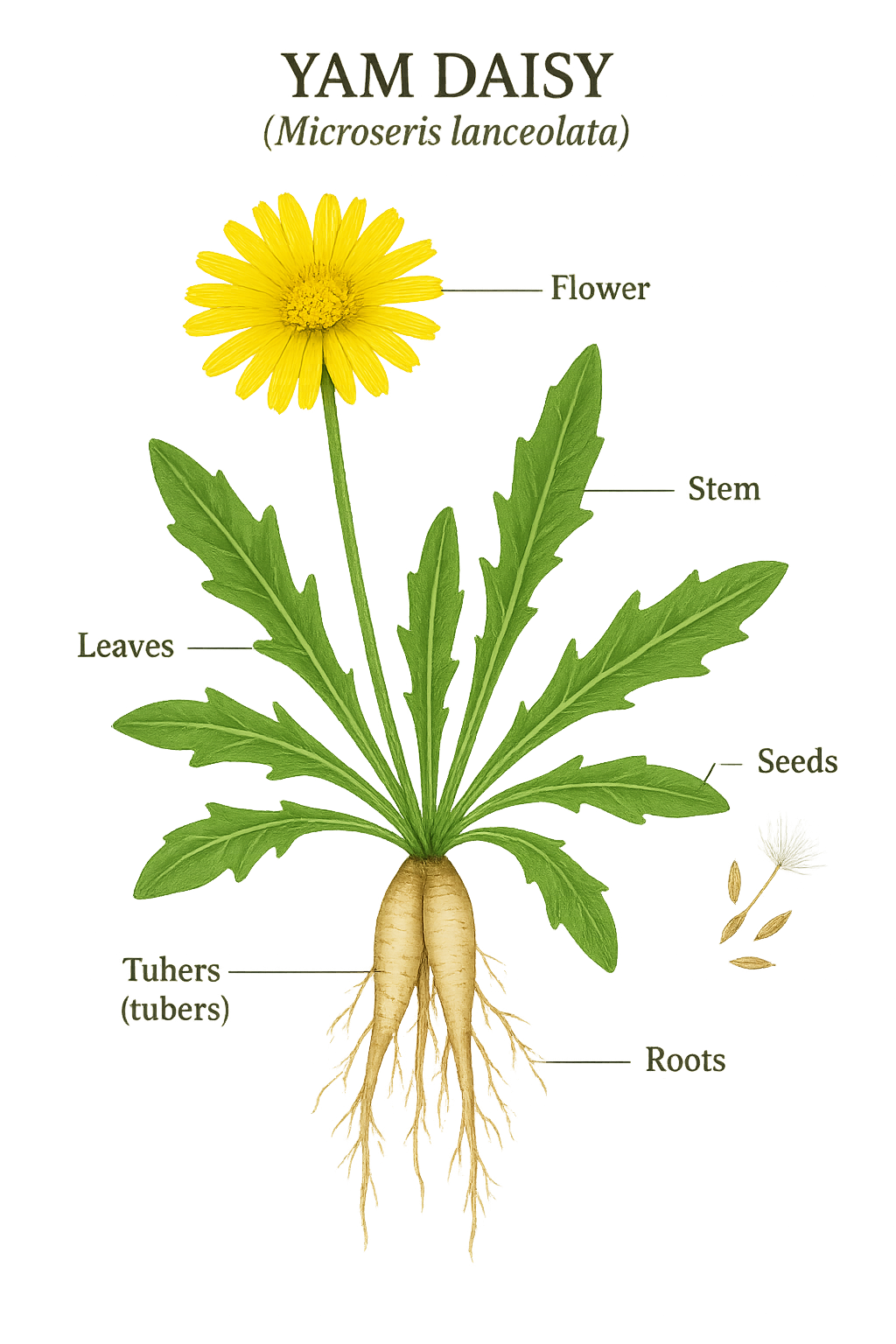 Yam Daisy botanical illustration